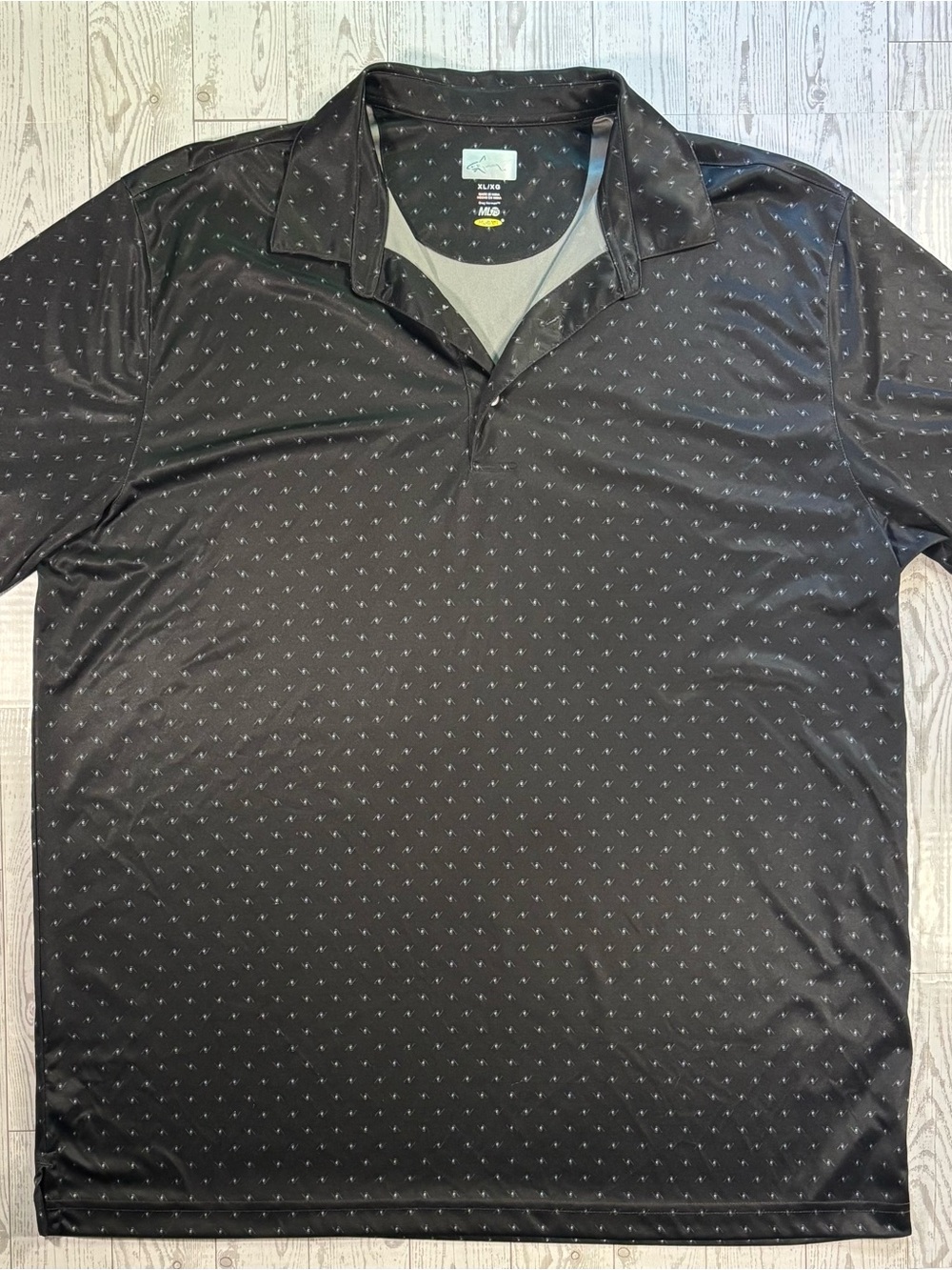 Greg Norman ML75 PlayDry Black Golf Polo XL Crossed Clubs Print